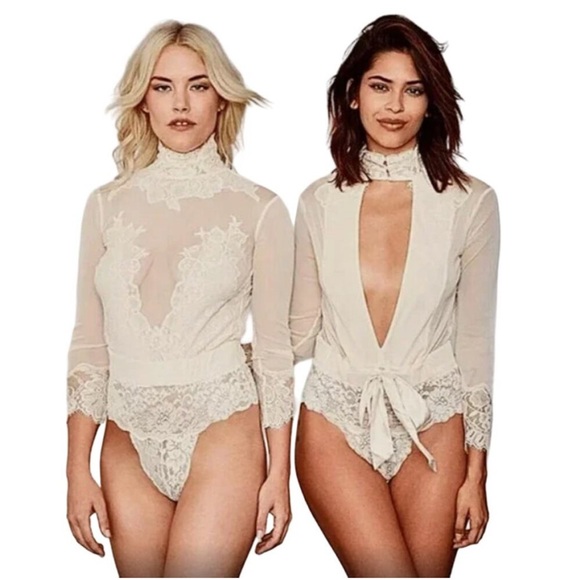 NWT Free People x We Are HAH Take HAH Bow Reversible Bodysuit in La Cream - Picture 4 of 15